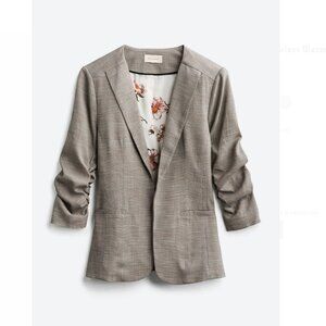 Skies are Blue Raja Printed Collarless Plaid Blazer Extra-Small XS